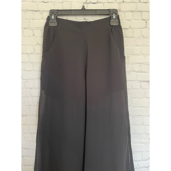 NWT UNIQ Black Chiffon Wide Leg Pants size Small - Picture 2 of 6